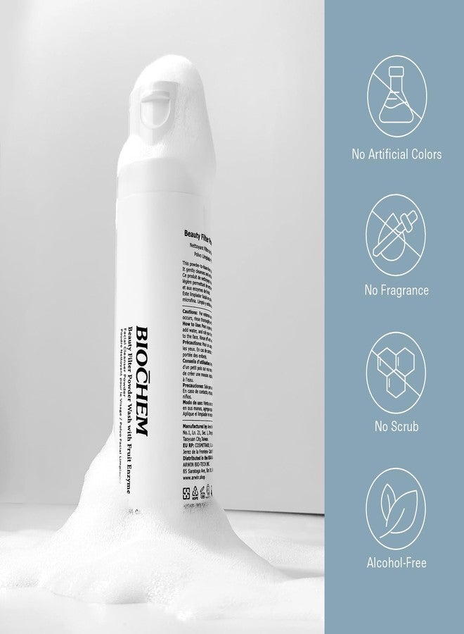 BIOCHEM Beauty Filter Powder Face Wash with Fruit Enzyme, Daily Wash with Papaya & Pineapple Enzyme, Gentle Plant-Based Low pH Exfoliator Cleanser for Women & Men, Sensitive Skin (1.59 fl oz / 45 g) - Image 5